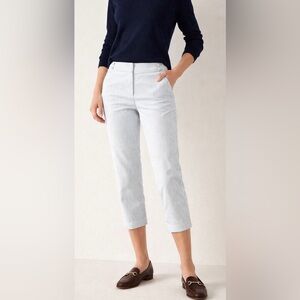 Talbots Heritage Pinstripe Capris Womens White Blue Stretch Cotton Preppy Size 8
